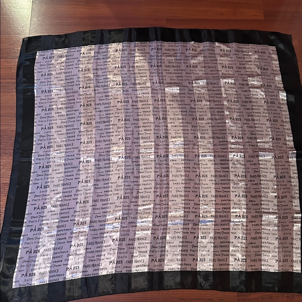 Black and Gray Paris Print Scarf 38by 38 made in Paris
